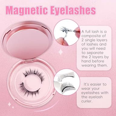 FADLASH 2 Pairs Magnetic Eyelashes with Applicator Waterproof Magnetic Lashes Natural Look Reusable Easy to Wear and Remove(079+B01) - Image 2