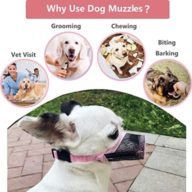 MOIILAVIN Dog Muzzle 2PCs, Soft Air Mesh Breathable for Barking, Grooming, Biting, Chewing - Small Medium Breeds, Barkless Stop Puppy Eating Poop&Rocks XXS XS S (Pink, Black) - Image 2