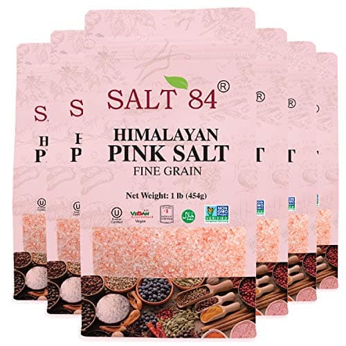 Salt 84 Himalayan Pink Salt, Fine Grain, Non-GMO – Kosher Rock Salt for Cooking – 6 lbs. (6 x 1 Pound Bags) - Image 1