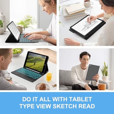 iPad 9th Generation Case with Keyboard 10.2 inch, Detachable Wireless Keyboard with Smart Touchpad, 7 Color Backlit, Slim Folio Cover with Pencil Holder for iPad 8th/7th Gen/iPad Air 3rd Gen - Grey - Image 6