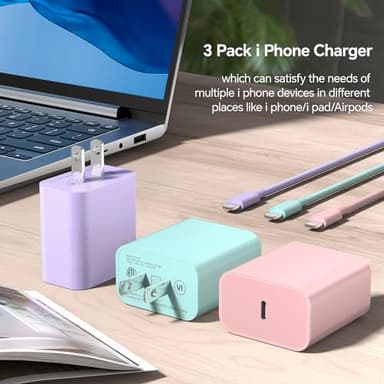 BUSFUL Compatible with iPhone Charger Fast Charging, [3Pack 10FT] 20W PD USB C Wall Charger Block with Type C to Lighting Cable Compatible with iPhone 14/13/12 Pro Max/11/XS/XR/X/8/Plus - Image 6