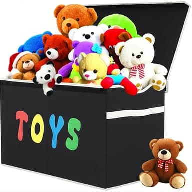 YOLOXO Toy Box Chest, Collapsible Sturdy Storage Bins with Lids, Extra Large Kids Toy Storage Organizer Boxes Bins Baskets for Kids, Boys, Girls, Nursery Room, Playroom, Closet (BLACK) - Image 9