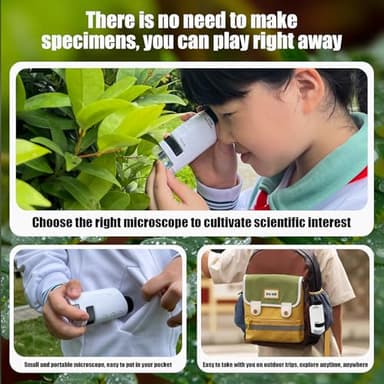 Kids Microscope, Portable Microscope for Kids Zoom 60x-120x, Little Scientist Lab Education, Gifts for Girls Boys 8-12, STEM Handheld Scope, Science Toys - Image 4