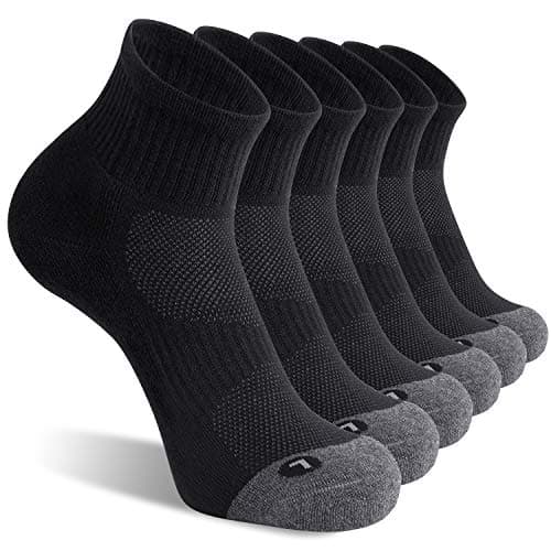 FITRELL 6 Pack Men's Athletic Ankle Socks Cushioned Sports Running Socks, Shoe Size 12-15, Black - Image 1