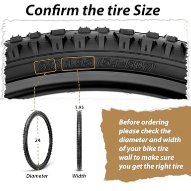 MOHEGIA Mountain Bike Tires Set: 2-Pack 24x1.95 Inch (54-507mm) Folding Replacement Bicycle Tires and Pair Inner Tubes with Tire Levers for MTB Off-Road Bike - Image 2