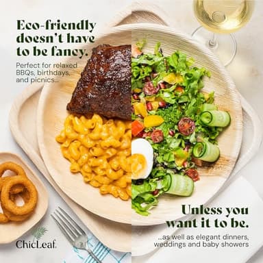 Chic Leaf Compostable & Biodegradable Palm Leaf Disposable Bamboo Plates - Disposable Party Plates for Appetizers - Camping Essentials - Reusable Party Supplies (10 & 7 Inch Square) - Image 4