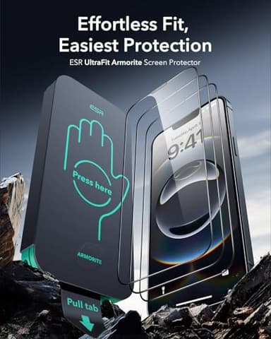 ESR 3 Pack 9H+ Glass for iPhone 16e/ iPhone 14/ iPhone 13/13 Pro Screen Protector, [Military Grade Shatterproof & Longest Durable] Armorite Ultra-tough Full Coverage Tempered Glass with UltraFit Tray - Image 2