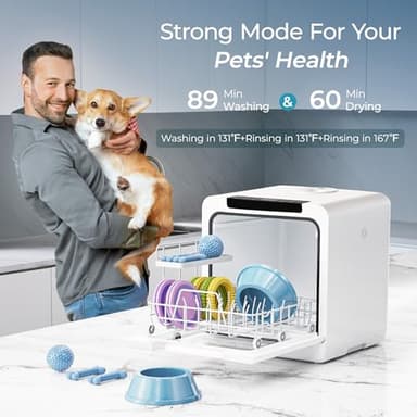 EUHOMY Countertop Dishwasher Portable, 8 Programs Mini Dishwasher with 5L Built-in Water Tank and Inlet hose, No Hookup Needed, Dishwasher with Self Clean/Baby Care/Air Dry, for Apartments, RVs, White - Image 3