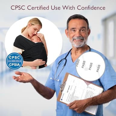 Momcozy Baby Wrap Carrier, Easy to Wear Infant Carrier Slings, Lightweight Hands Free Baby Sling, Adjustable Baby Carriers for Newborn to Toddler 8-35 lbs, Black - Image 4