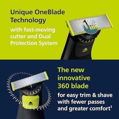 Philips Norelco OneBlade 360 Pro Face + Body, Hybrid Electric Beard Trimmer, Shaver and Bodygroomer, with 360 Blade Technology, Model QP6552/90 - Image 4