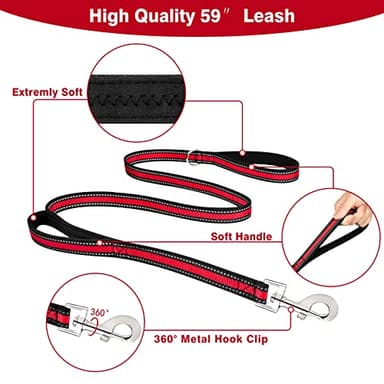 WINSEE Pet Harness Collar and Leash Set, All-in-one Reflective Dog Harness No Pull with Adjustable Buckles for Puppies, Small, Medium, Large, and Extra-Large Dogs (Small, Red) - Image 4