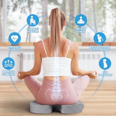TushGuard Office/Car Seat Cushion, Non-Slip Sciatica & Back Coccyx Tailbone Pain Relief Chair Pad, Memory Foam Butt Pillow for Computer Desk, Wheelchair, Driving (Light Grey) - Image 4