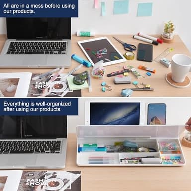TSJ OFFICE Small Desktop Whiteboard -Glass Dry Erase Board Computer Keyboard Stand White Board Surface Pad with Drawer, Desk Organizers with Accessories for Office, Home, School Supplies - Image 3