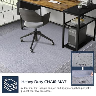 Chair Mat for Carpet, SALLOUS 46" x 60" Office Chair Mat for Carpeted Floors, Heavy Duty Vinyl Floor Mat with Grips, Floor Protector Computer Desk Mat for Home Office (Clear, Rectangular) - Image 5