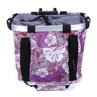Pet Dog Bike Basket & Carrier Bag- Foldable Detachable Pet Travel Bicycle Basket - Small Animal Dog Cat Rabbit Bike Ride Basket Carrier (Purple) - Image 4