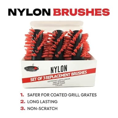 Grillbot Replacement Nylon Brushes for Grillbot Automatic Grill Cleaning Robot – Set of 3 Nylon Grill Brushes for All Grill Types, Non-Scratch & Long-Lasting - Image 2