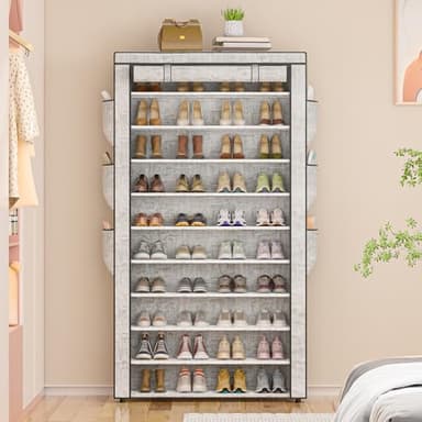 OYREL Shoe Rack 10Tier Large Capacity 50-56Pairs Beautiful Tall Shoe Shelf Free Standing Storage Cabinet Entryway Closet - Image 6