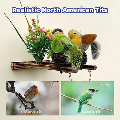 LEWISER Cat Toys Chirping Tit 2 Pcs with Catnip SilverVine, Suitable for Cat Wand Toys, Simulation Bird Design, Interactive Toys for Indoor Kitty Kitten Exercise, Green and Ground - Image 2