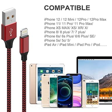 [Apple MFi Certified] 6Pack 3/3/6/6/6/10 FT iPhone Charger Nylon Braided Fast Charging Lightning Cable Compatible iPhone 14 Pro/13 mini/13/12/11 Pro MAX/XR/XS/8/7/Plus/6S/SE/iPad - Image 7