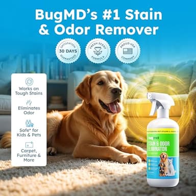 BugMD Enzyme Cleaner for Dog & Cat Urine | Pet Stain and Odor Remover for Carpet & Home | Unscented Urine Destroyer & Deodorizer - Image 6