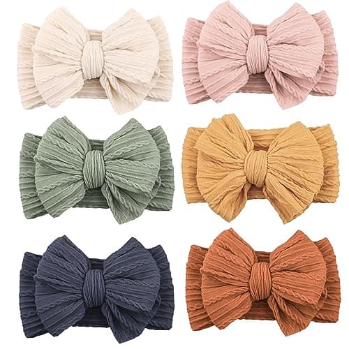 Niceye Handmade Baby Headbands Soft Stretchy Nylon Hair Bands with Bows for Newborn Infant Baby Toddler Girls - Image 1
