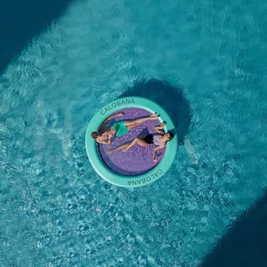 CALOBANA 8' x 8' Inflatable Water Hammock for Adults Float Ring Pad with Line Floating Circle Mat with Mesh Air Floating Island Raft Platform for Pool River Lake Beach Ocean - Image 3