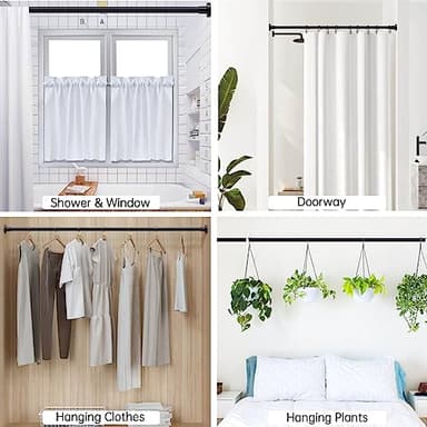 BRIOFOX Shower Curtain Rod Adjustable 32-61 Inch, Spring Tension Shower Rod No Drilling Non Slip, Matte Black - Image 8