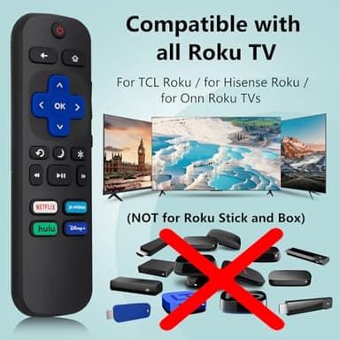 (Pack of 2) Replacement Remote Control Compatible for Roku TV,for TCL Roku/for Hisense Roku/for Onn Roku(Not for Roku Stick,Box and Players) - Image 2