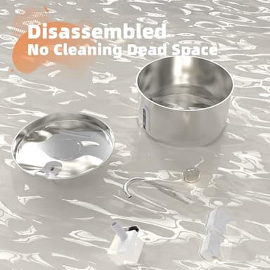 Cat Water Fountain Stainless Steel: 2.2 L Cat Fountain for Drinking - Automatic Pet Water Fountain for Cats Inside - Metal Cat Dog Water Dispenser Bowl with Faucet Water Level Window Ultra Quiet Pump - Image 8