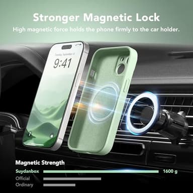 SuydanBox Magnetic for iPhone 15 Case, Compatible with MagSafe, [Screen Protector + Full Camera Protection], Silicone Shockproof Anti-Scratch Protective Phone Case for iPhone 15 6.1", Matcha - Image 3
