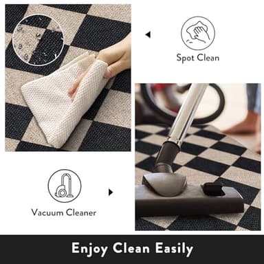 Lahome Checkered Easy Jute Outdoor Rug, Large 6x9 Rug for Living Room Checkerboard Indoor Outdoor Carpet, Farmhouse Patio Office Mat Geometric Non Slip Black Carpet for Backyard Dining Room - Image 4