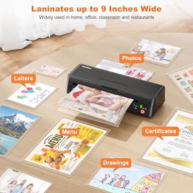 Gasbye 9-Inch Thermal Laminator Machine, World's First Open-Lid Design, Remove Jam in 5s, Auto Shut-Off, NTC Temperature Control, 5 Laminating Sheets for Teacher School Home Office Personal, Black - Image 7