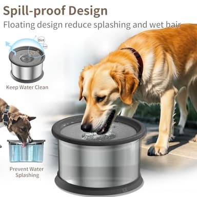 6.5L Dog Water Bowl No Spill 1.6 Gallon Stainless Steel Water Bowl for Dogs 220oz Large Capacity No Splash Slow Drinking Feeder with Anti-Slip Mat for Messy Drinkers - Image 3