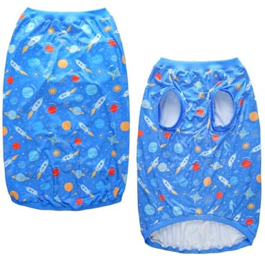 Pet Dog Blue Sleeveless T Shirts with Spacecraft Pattern Printed pet Clothes Soft Breathable Vest for Large Dogs Large, Bule - Image 2