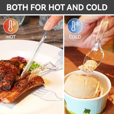 POSATE Heavy Weight Plastic Forks, Clear Disposable, 100 Count - Image 3