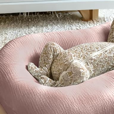 guruixu 2 Pack Muslin Baby Lounger Cover, 100% Cotton Infant Lounger Cover for Baby Boys and Girls (Dusty Pink,Cream) - Image 5