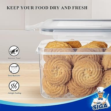 MR.SIGA 12 Pack Airtight Food Storage Container Set, BPA Free Kitchen Pantry Organization, Kitchen Canisters for Cereal, Spaghetti, includes 16 Reusable Sticker Labels - Image 4
