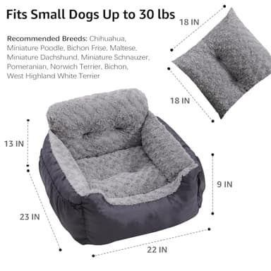 Oiilores Dog Car Seat for Small Dogs,Washable Pet Booster Car Seats with Clip-On Safty Leash, Comfy Deluxe Plush Carseat with Storage Pockets, Puppy Car Travel Carrier Bed for Dogs Under 25 lbs, Grey - Image 6