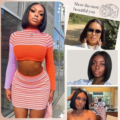 Wear and Go Glueless Bob Wigs Human Hair 5x5 Hd Lace Closure Wig Pre Plucked Pre Cut with Baby Hair 10 Inch Short Straight Bob Wig for Black Women 180% Density Brazilian Virgin Hair Natural Hairline - Image 7