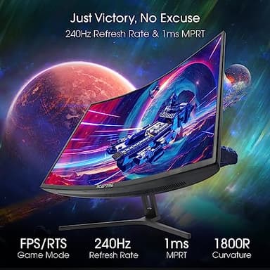 Sceptre 32-inch Curved Gaming Monitor Overdrive up to 240Hz DisplayPort 165Hz 144Hz HDMI AMD FreeSync Build-in Speakers, Machine Black (C325B-185RD) - Image 6