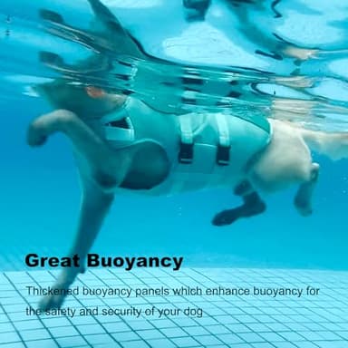 Petglad Dog Life Jacket, Reflective Dog Harness Life Vest with Rescue Handle for Swimming Boating, Adjustable High Buoyancy Flotation Swim Vest for Small Meium Large Dogs - Pine Green, XS - Image 2