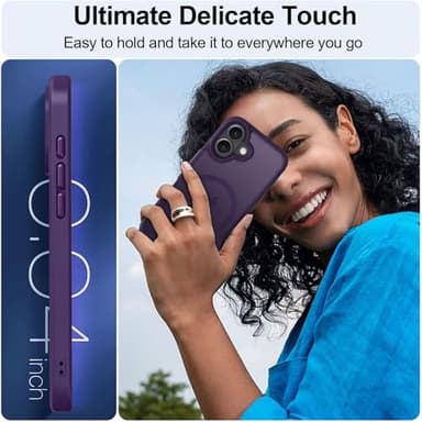 MOCCA Strong Magnetic for iPhone 16 Case, [Compatible with Magsafe][16FT Mil-Grade Drop Protection] Slim Thin Translucent Matte Protective Cover Case for iPhone 16 Phone Case 6.1", Deep Purple - Image 6