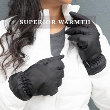 isotoner Women's Sleekheat Gloves with Gathered Wrist, Touchscreen Compatible Soft Gloves for Women, Features Pull-on Closure and Fleece Lining, Water Repellent, Very Berry, Small/Medium - Image 4