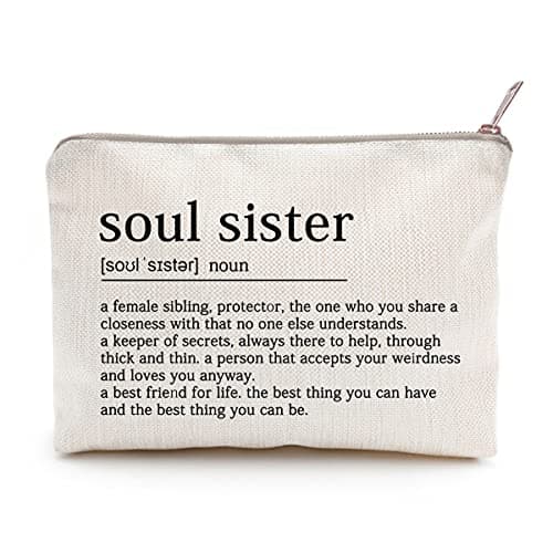 Soul Sister Makeup Case Gifts for Sister Cosmetic Bag Best Friend Toiletry Bag Gift Motivation Quotes Sister Birthday Gift (Soul Sister) - Image 1