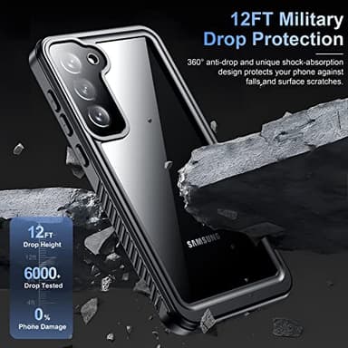 Temdan for Samsung Galaxy S23 Case,Waterproof Built-in Lens & Screen Protector[Full Body Shockproof][12 FT Military Drop Proof][Dustproof][IP68 Underwater] Case for Galaxy S23 5G 6.1’’-Black/Clear - Image 4