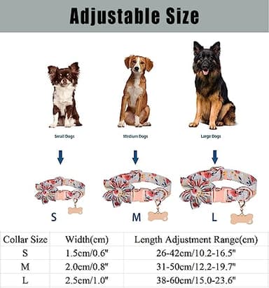 Cute Girl Dog Collar and Leash Set with Flower Bowtie,Adjustable Floral Collar for Female Dog,Metal Buckle,Tag Decor for Small Puppy Medium Large Dogs Cats(M, Green) - Image 6