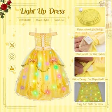 Meland Princess Dress for Girls - Light Up Princess Costume for Toddler Dress Up, Halloween Costumes for Girl 3-10 Years Old - Image 5
