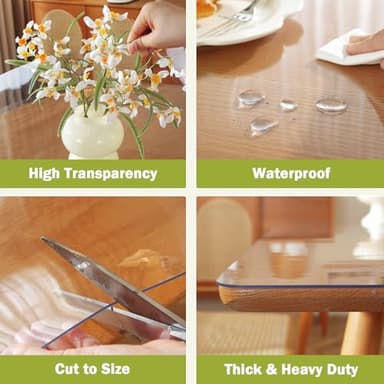 Clear Table Protector 36 x 60 Inch, 1.5mm Thick Plastic Table Cover, Waterproof PVC Clear Table Cover Protector, Desk Mat Writing Desk Pad for Desktop, Coffee & Dining Room Tabletop - Image 4