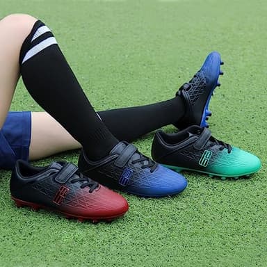brooman Kids Firm Ground Soccer Cleats Boys Girls Athletic Outdoor Football Shoes (3,Black Red) - Image 7