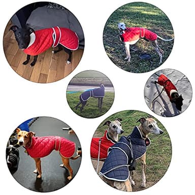 Warm Thermal Quilted Greyhound Coat with Harness Hole, Dog Winter Coat with Warm Fleece Lining, Outdoor Dog Apparel for Medium, Large Dog -Blue-XS - Image 6